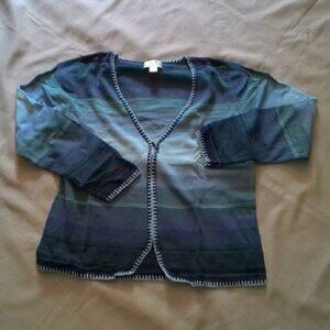 Christopher & Banks zip v-neck cardigan sweater ~ blues ~ XL